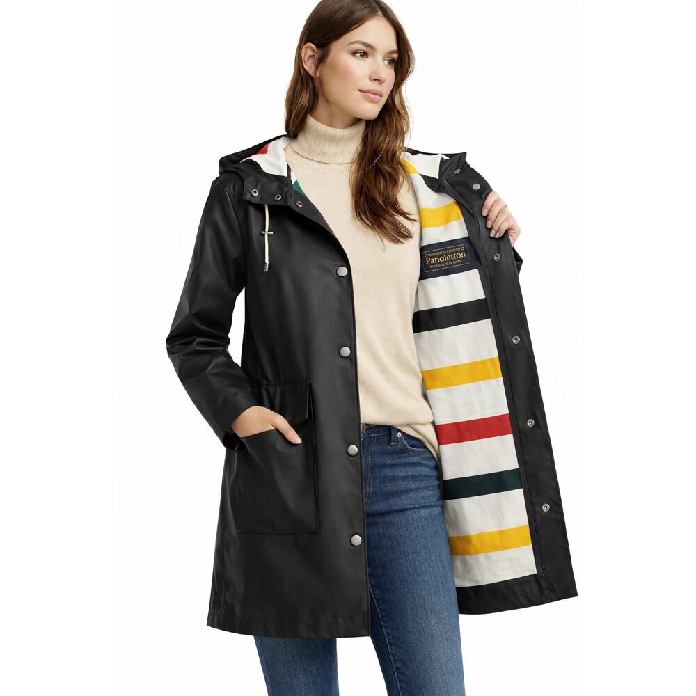 Pendleton Surrey Slicker Raincoat Black Hooded Wa… - image 2